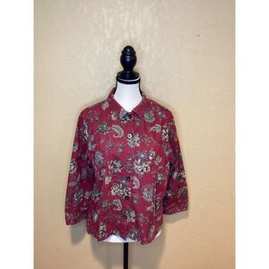Vintage Signature by Jerrell button front‎ shirt, floral print, size large